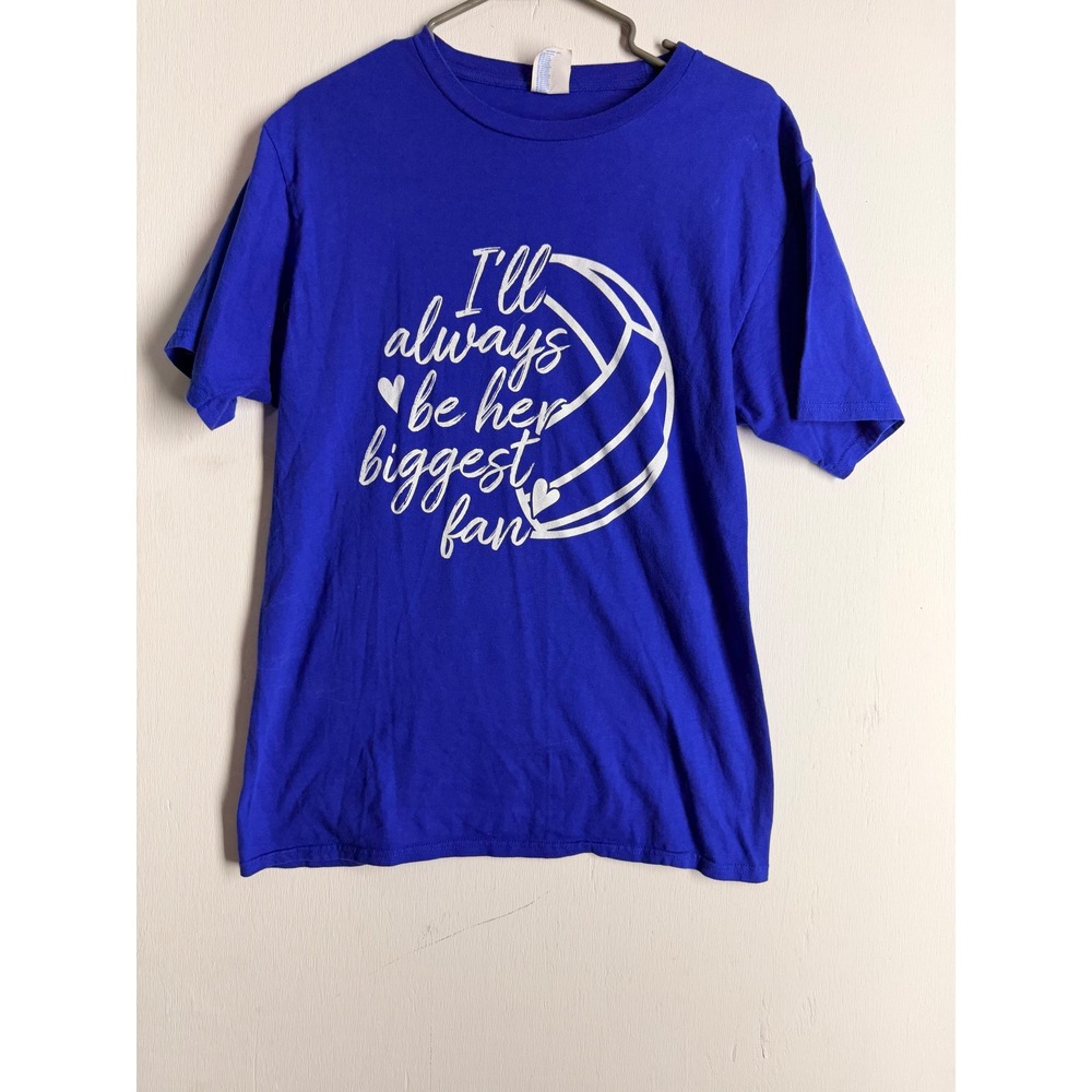 Volleyball Dad Shirt Blue I'll Always Be Her Biggest Fan Tee M
